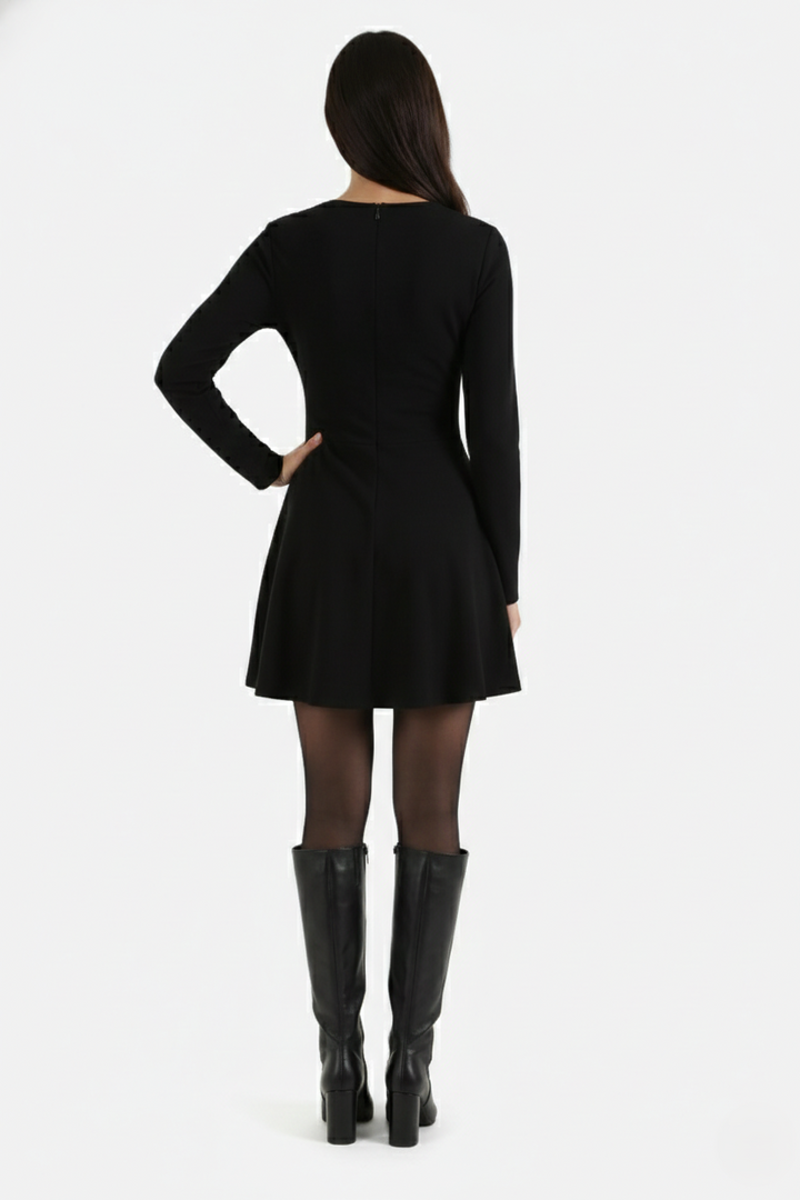 Elise Mode Dames Gebreide Skater Mini Jurk