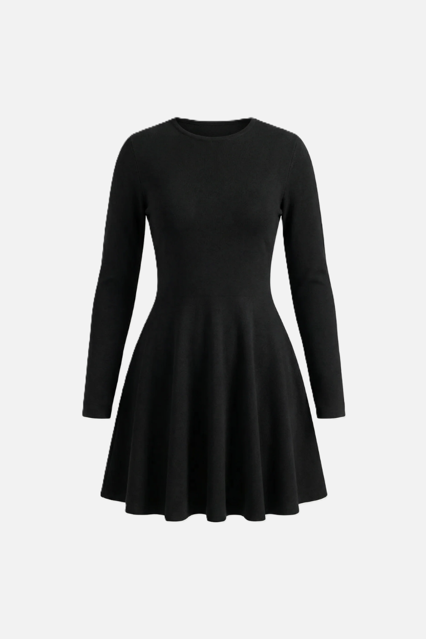 Elise Mode Dames Gebreide Skater Mini Jurk