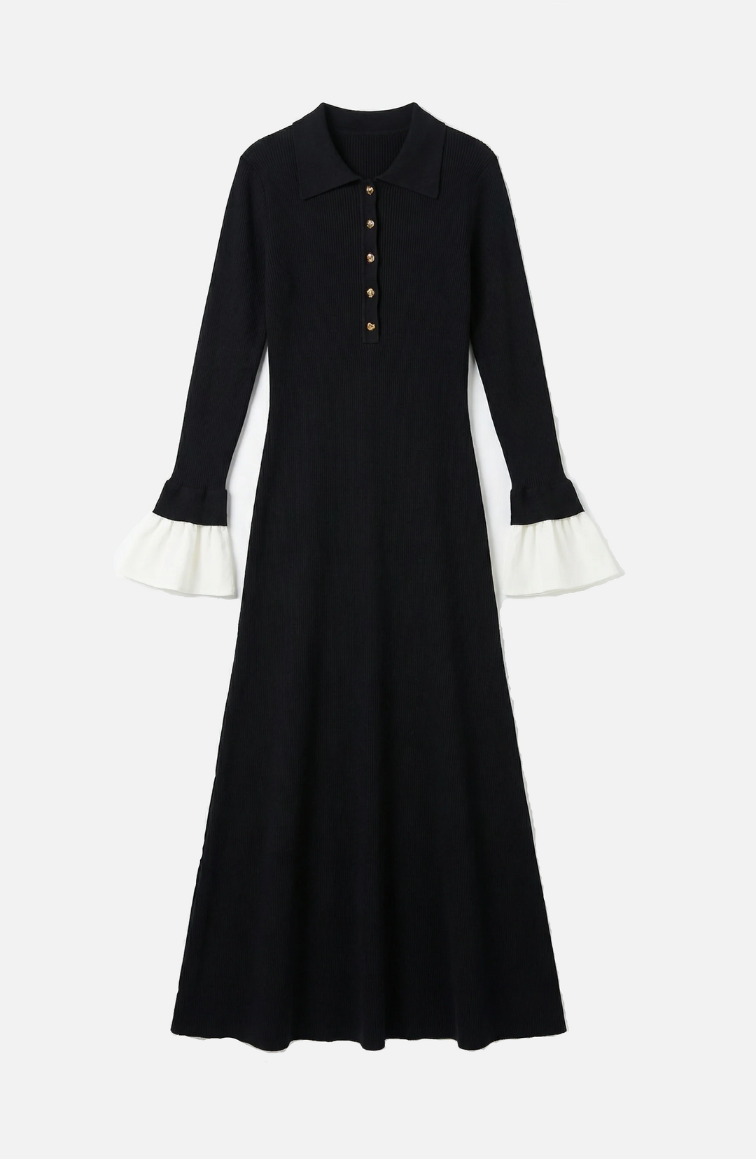Elise Mode Dames Gebreide Polo Maxi Jurk
