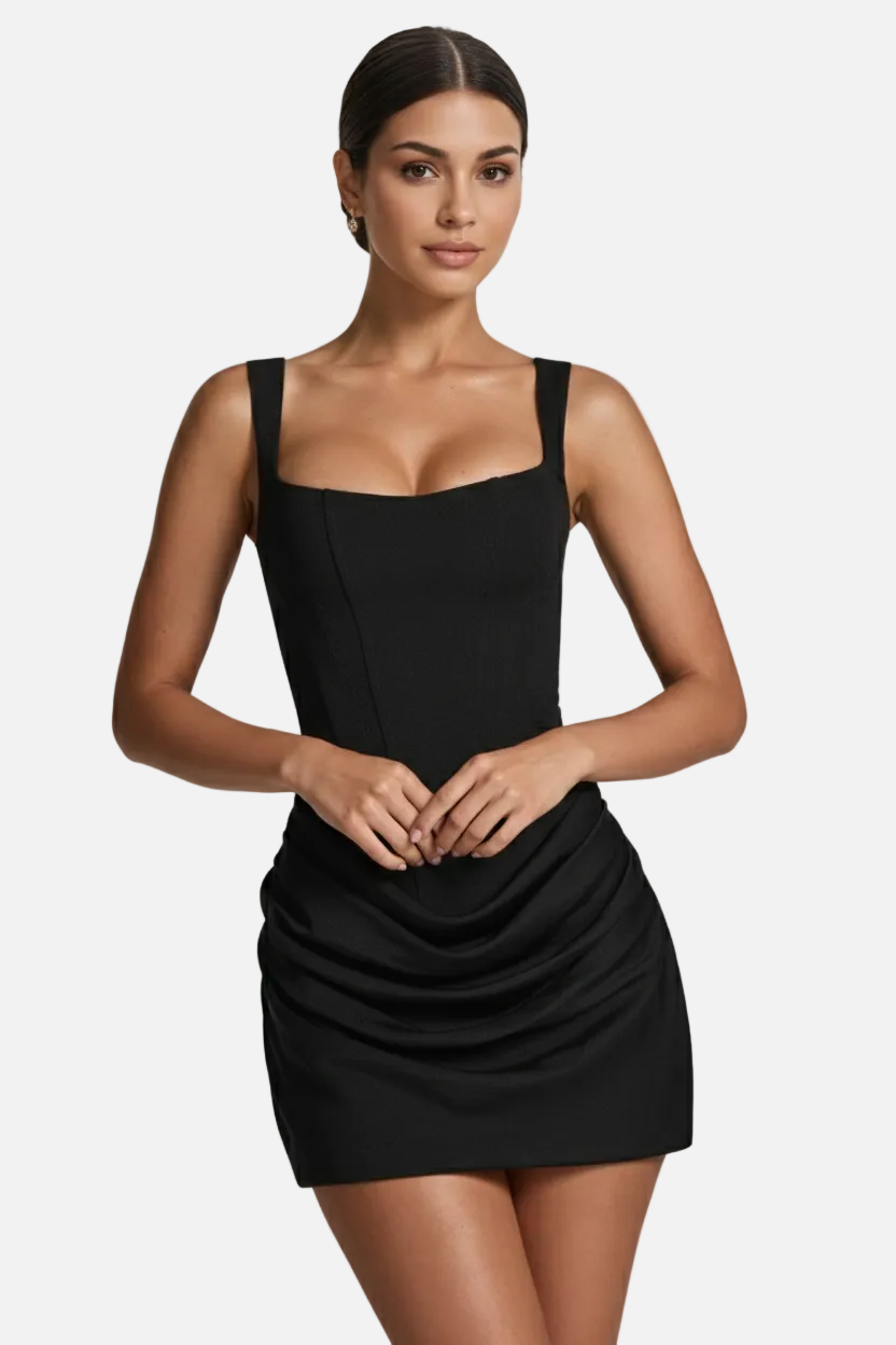 Elise Mode Bodycon Mini Jurk in Black