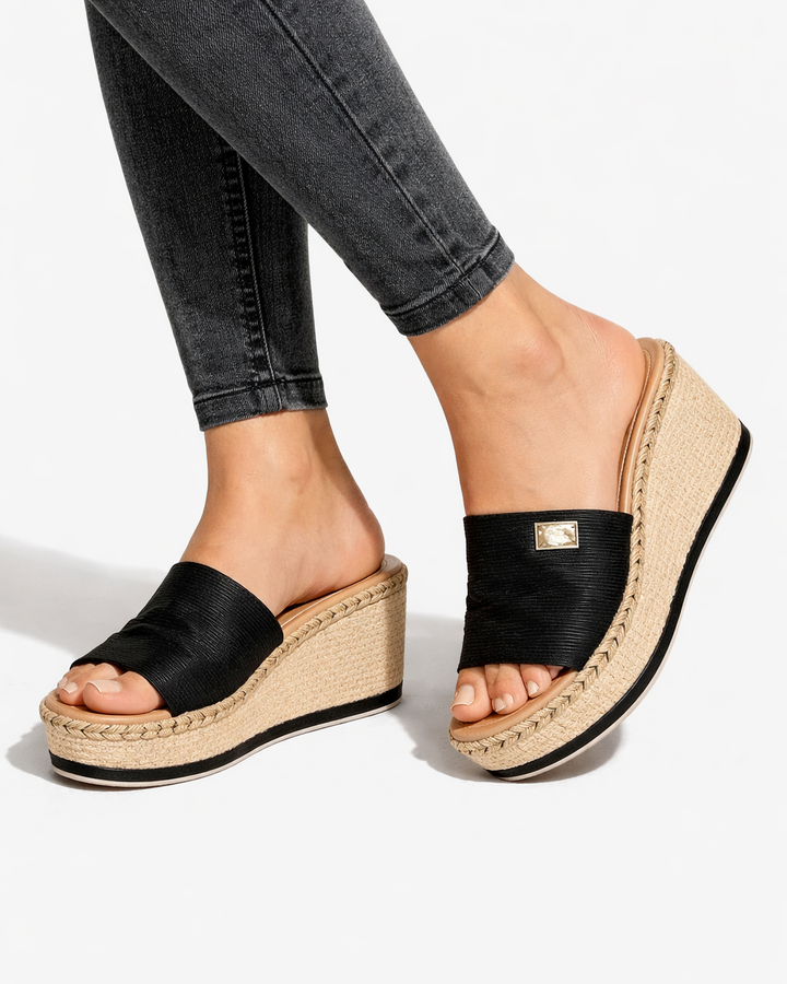 EliseMode Dames Espadrille Platform Instappers Sleehak