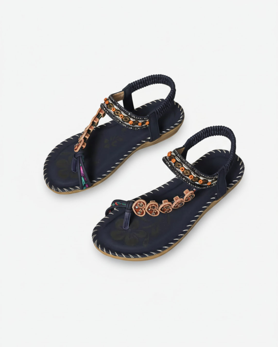 EliseMode Dames Teenslippers Bloem Kralen Enkelbandjes