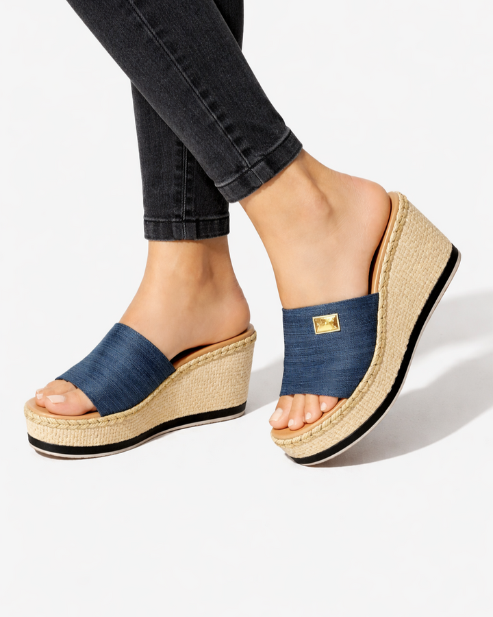 EliseMode Dames Espadrille Platform Instappers Sleehak