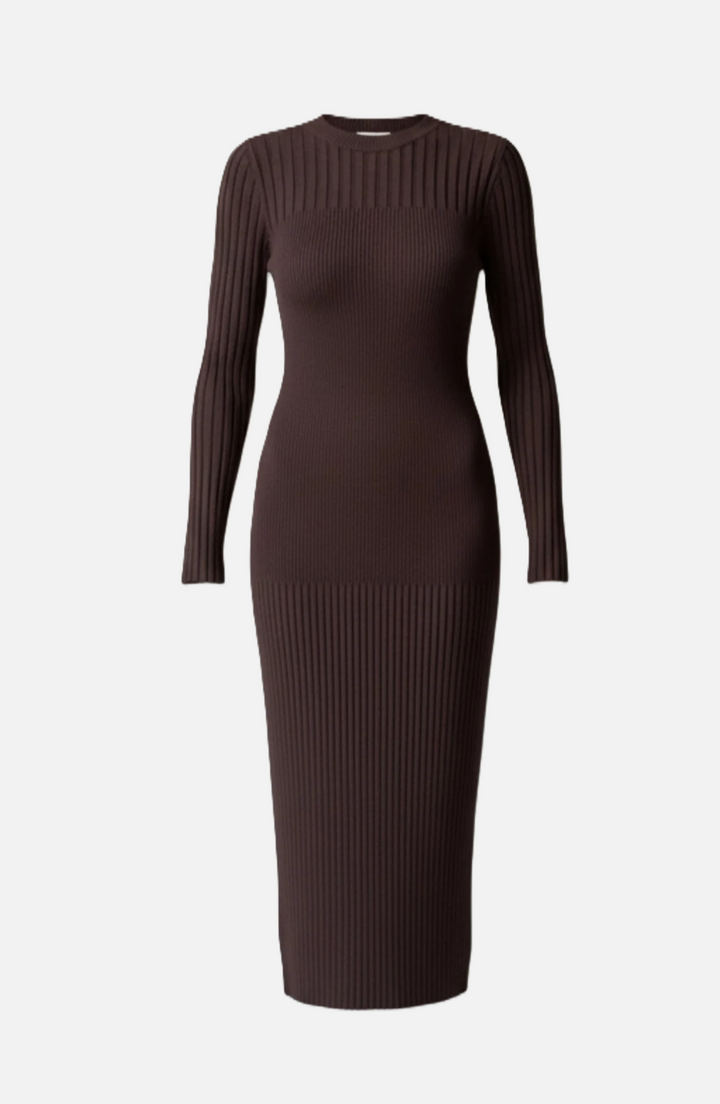 Elise Mode Dames Gebreide Bodycon Midi Jurk