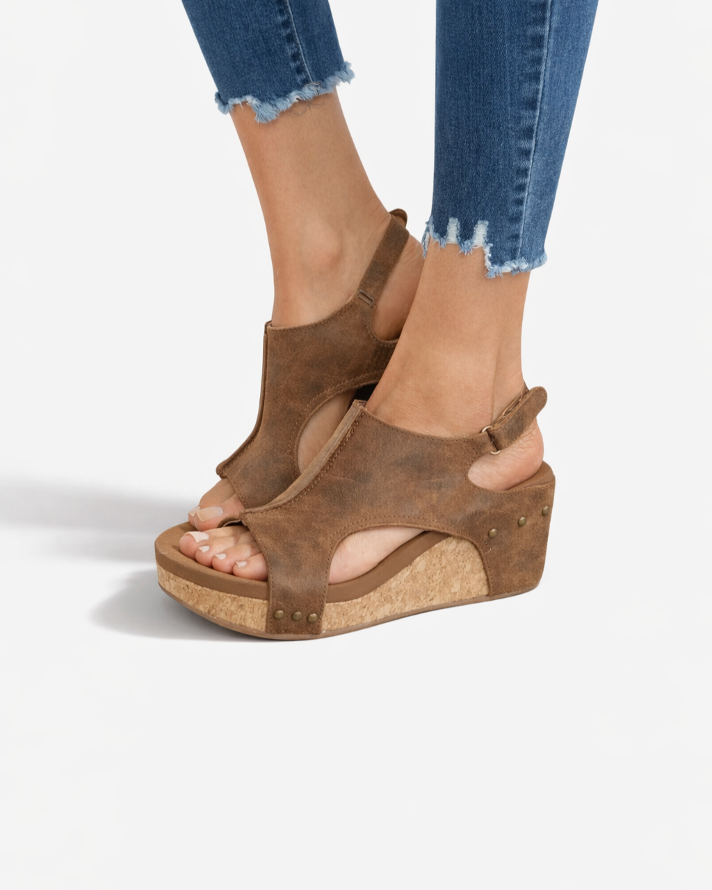 EliseMode Dames Plateau Sleehak Sandalen Peep Toe