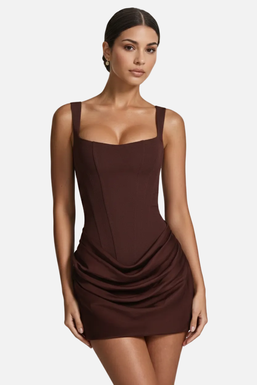 Elise Mode Bodycon Mini Jurk in Brown
