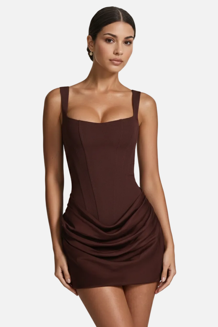 Elise Mode Bodycon Mini Jurk in Brown
