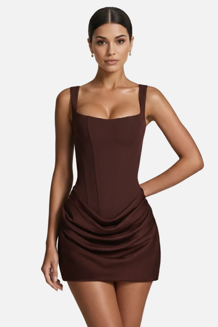 Elise Mode Bodycon Mini Jurk in Brown