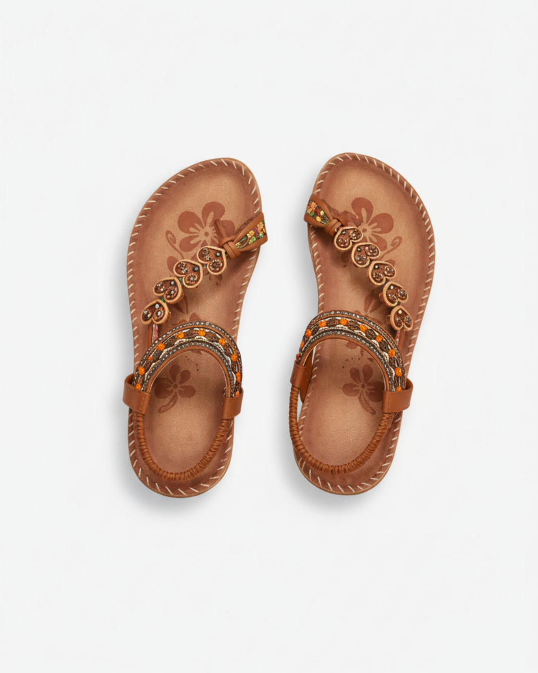 EliseMode Dames Teenslippers Bloem Kralen Enkelbandjes