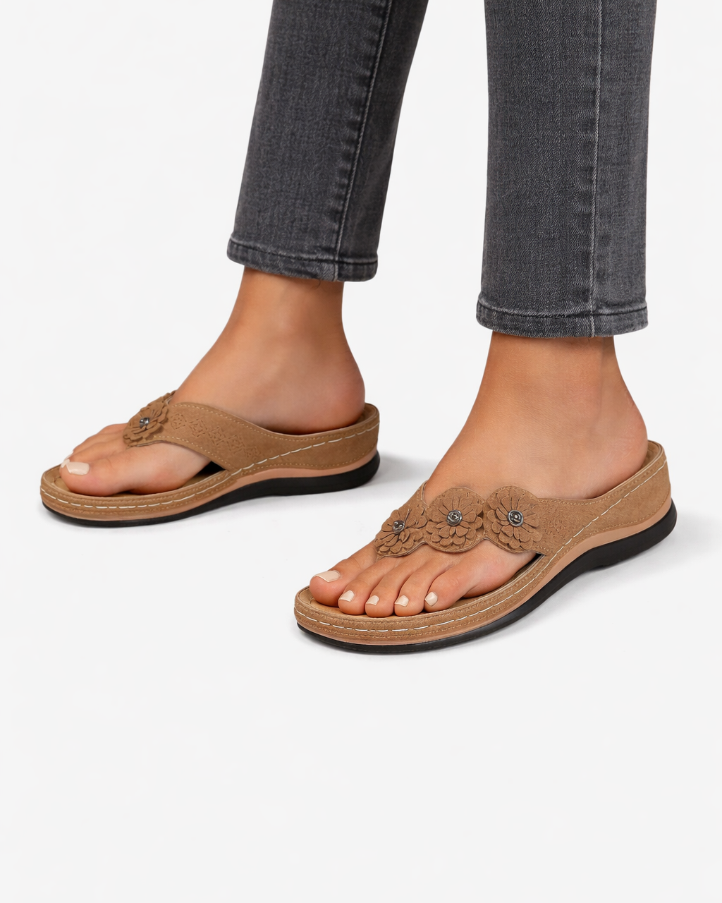 EliseMode Dames Bloemen Sleehak Slippers Instapper