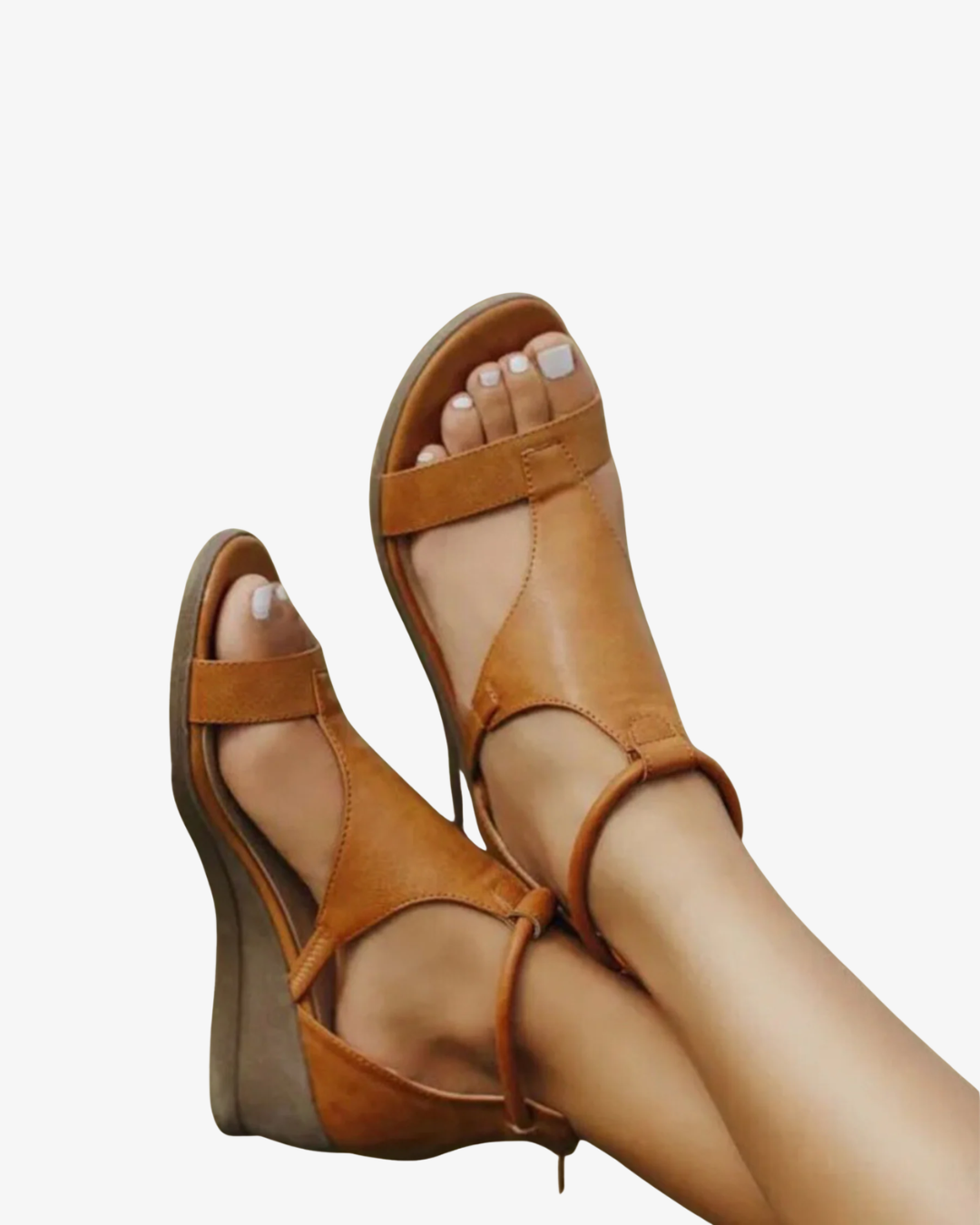 EliseMode Dames Sleehak Sandalen Uitsparing Enkelbandjes in Bruin