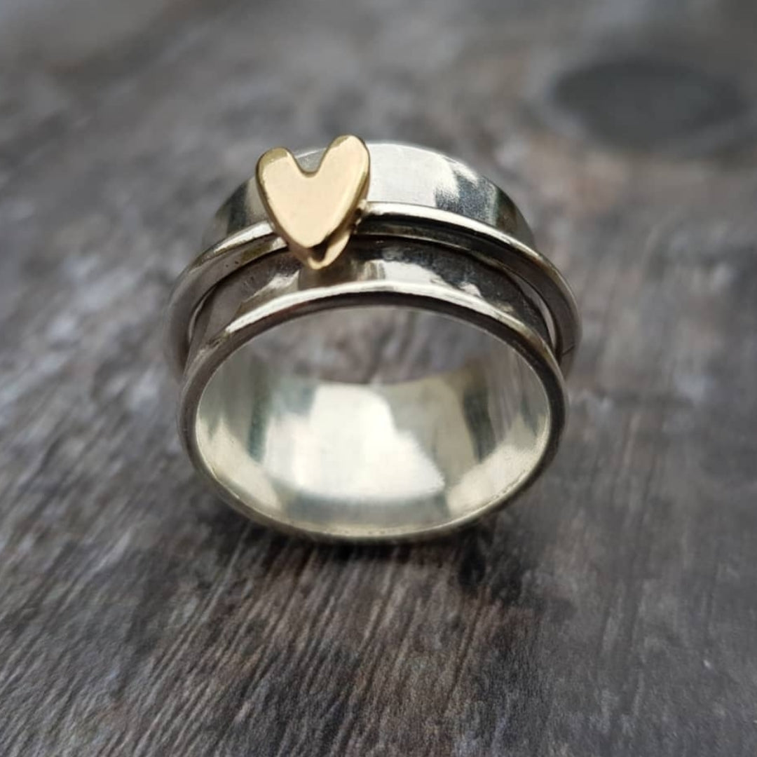 Elise Mode Dames Spinner Ring met Hartje in Goud
