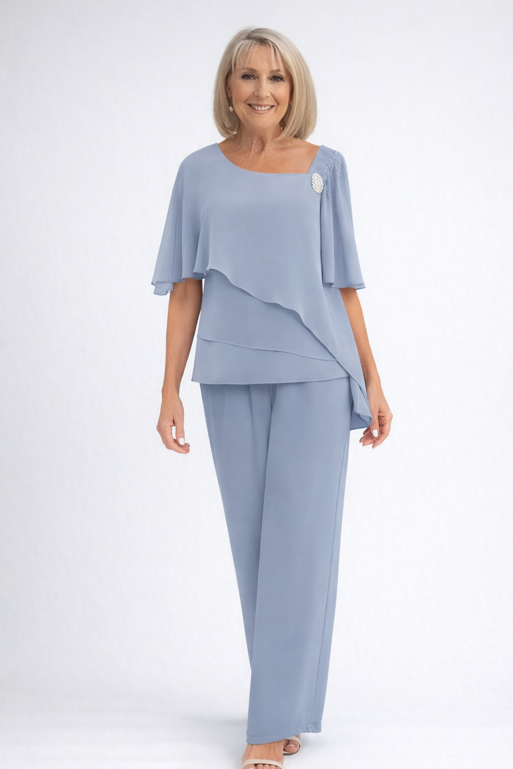 Elise Mode Getailleerd Co-Ord Set in Lichtblauw