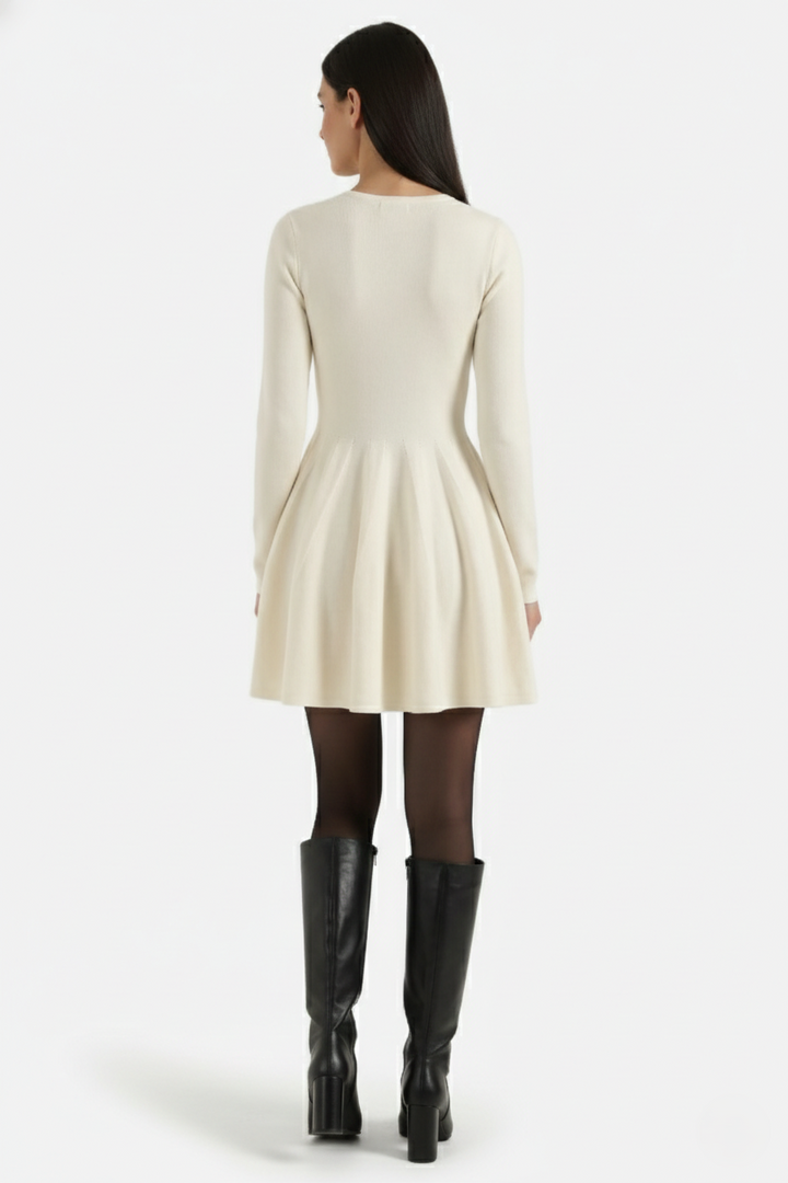Elise Mode Dames Gebreide Skater Mini Jurk