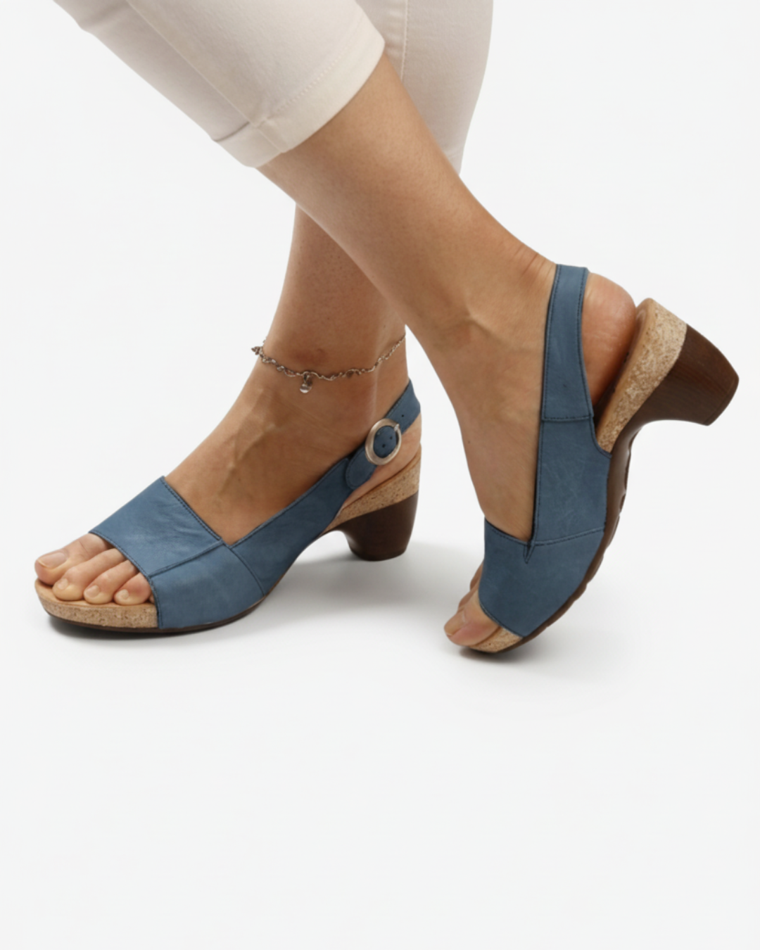 EliseMode | Dames Kitten Heel Slingback Open Neus Sandalen