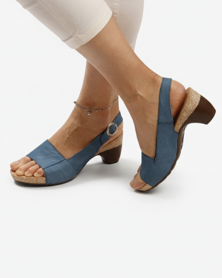 EliseMode | Dames Kitten Heel Slingback Open Neus Sandalen