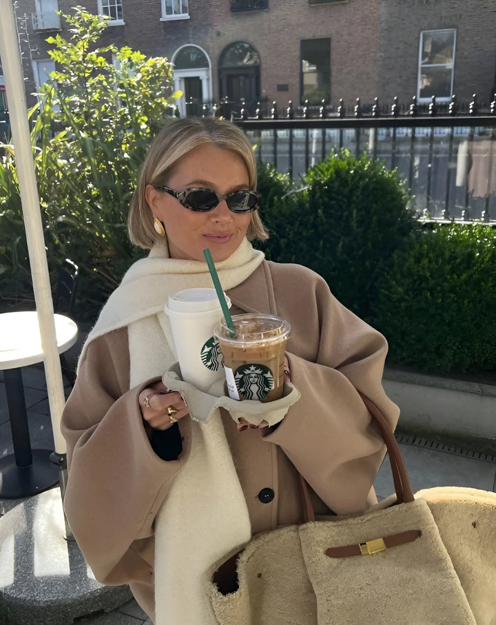 Elise Mode Dames Oversized Teddy Jas met Knopen