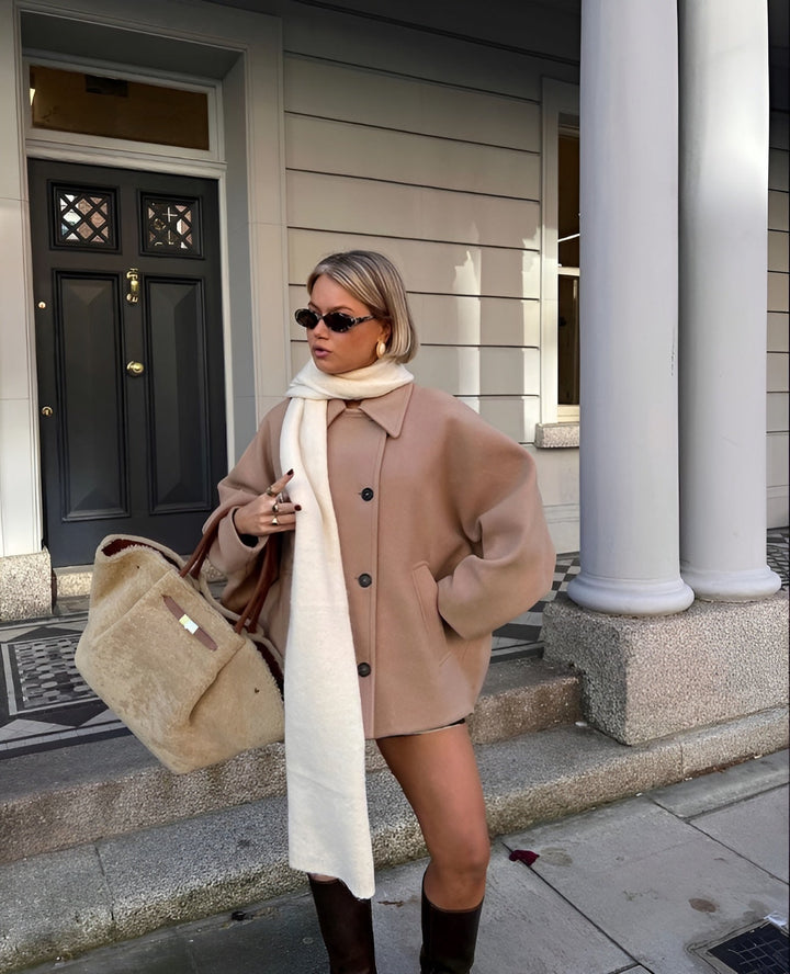 Elise Mode Dames Oversized Teddy Jas met Knopen