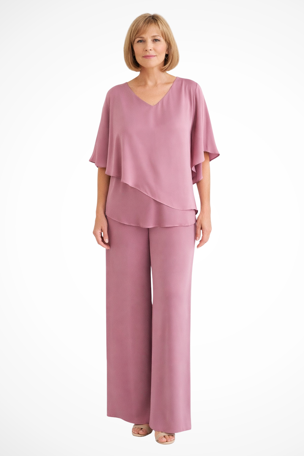 Elise Mode Dames Vleermuismouw Set Relaxed in Roze