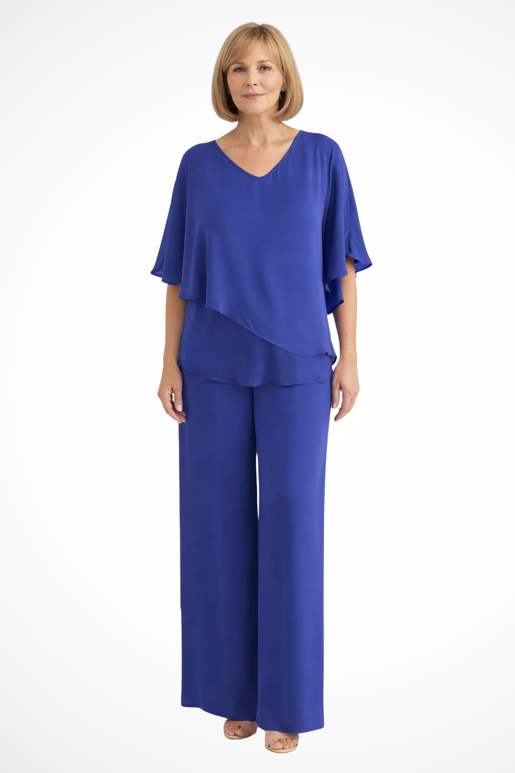 Elise Mode Dames Vleermuismouw Set Relaxed in Blauw