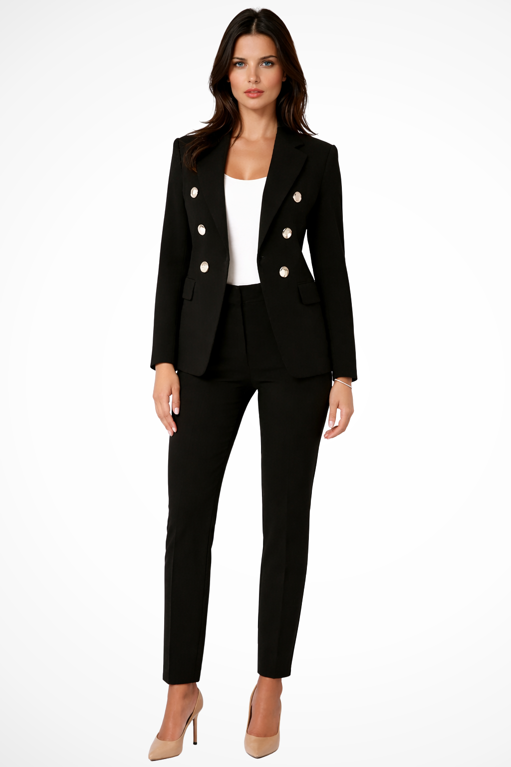 Elise Mode Dames Blazer Broekpak Getailleerd in Zwart
