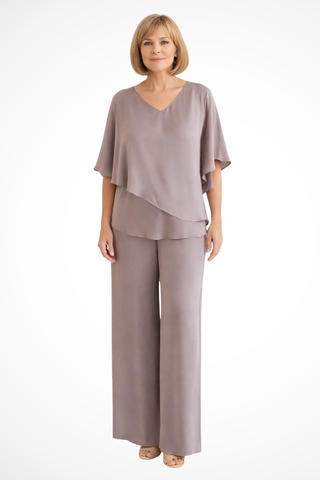 Elise Mode Dames Vleermuismouw Set Relaxed in Khaki