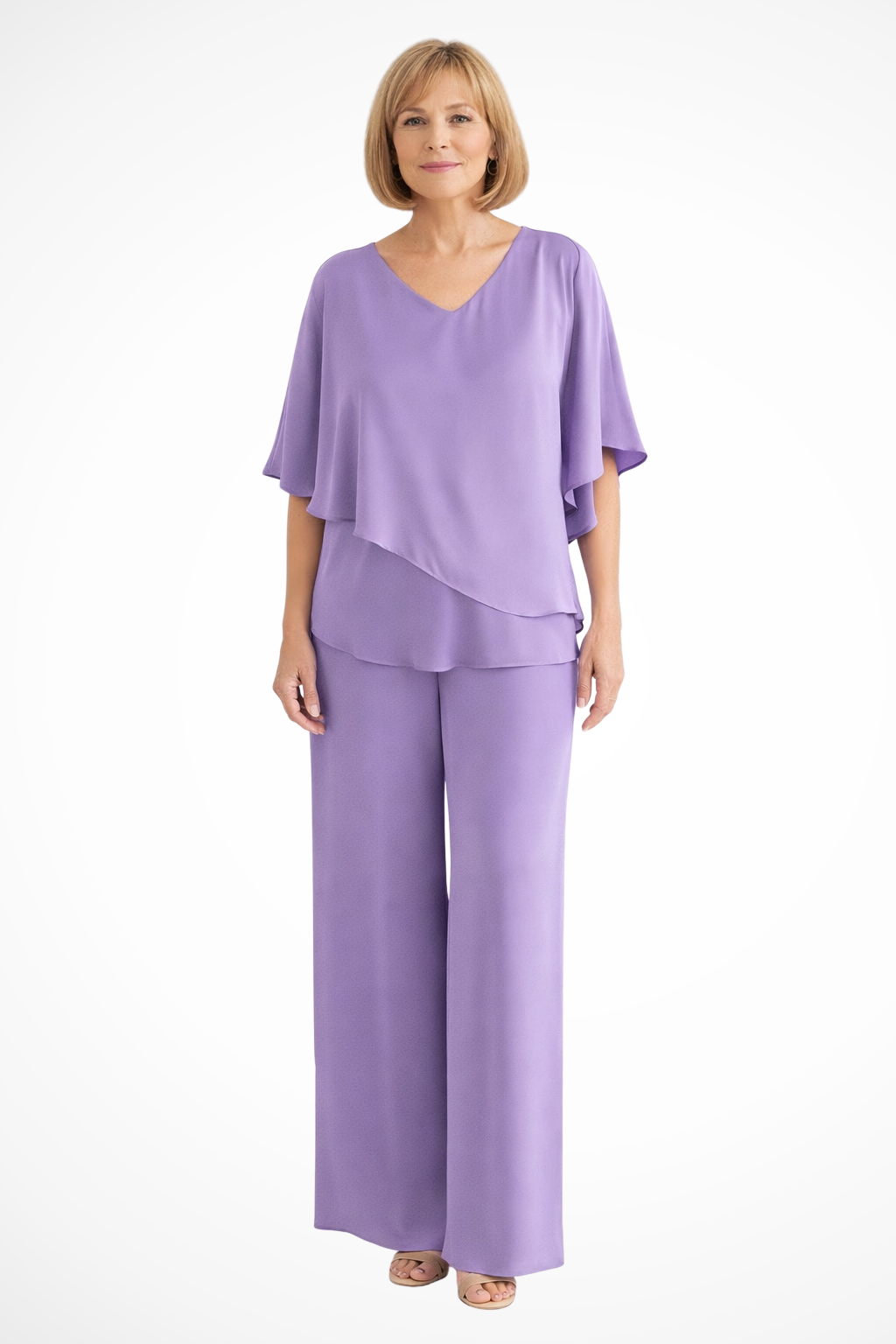 Elise Mode Dames Vleermuismouw Set Relaxed in Paars