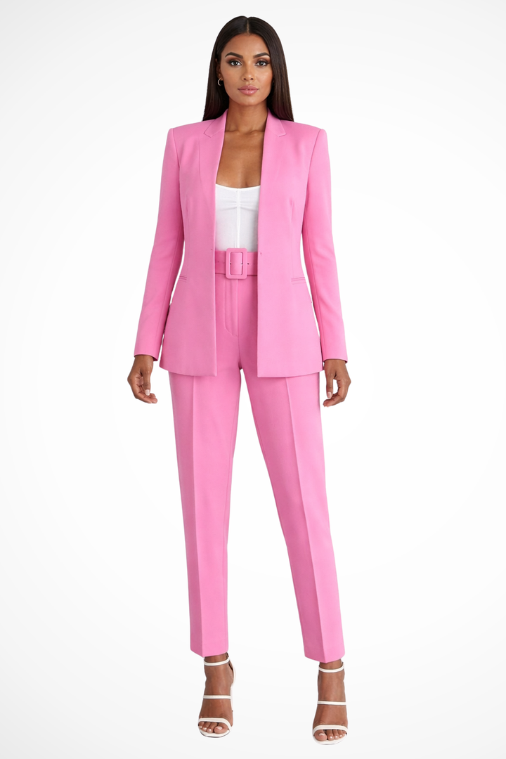 Elise Mode Dames Broekpak Getailleerd Wide Leg in Roze