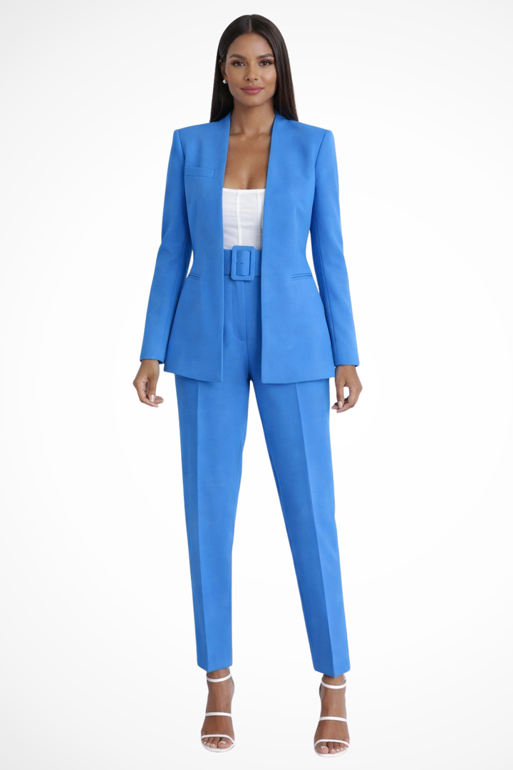 Elise Mode Dames Broekpak Getailleerd Wide Leg in Blauw