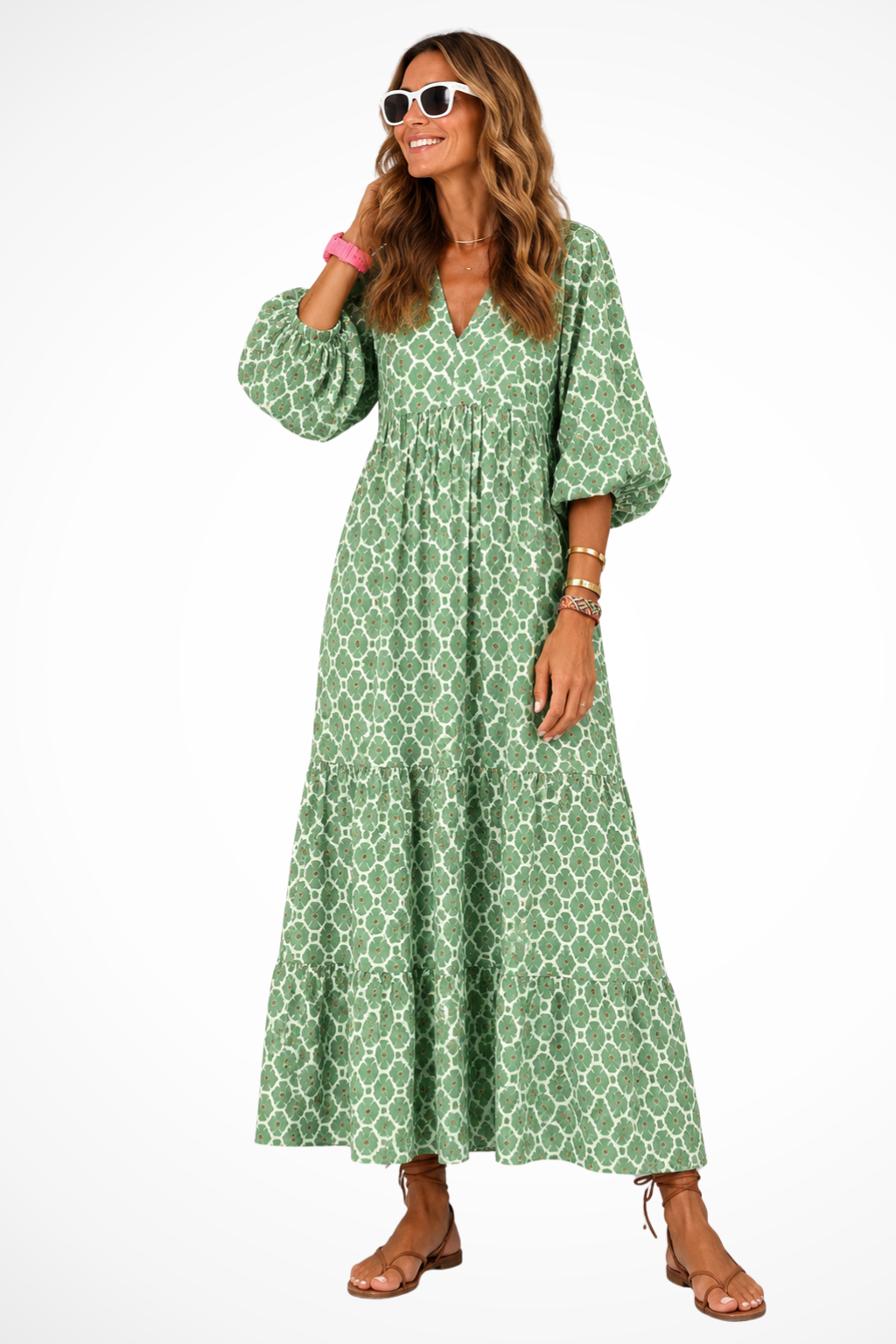 Elise Mode Dames Vloeiende Boho Maxi Jurk