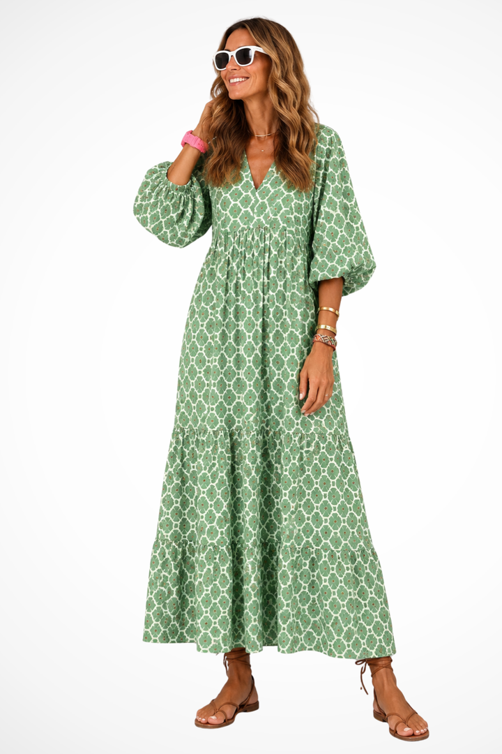 Elise Mode Dames Vloeiende Boho Maxi Jurk
