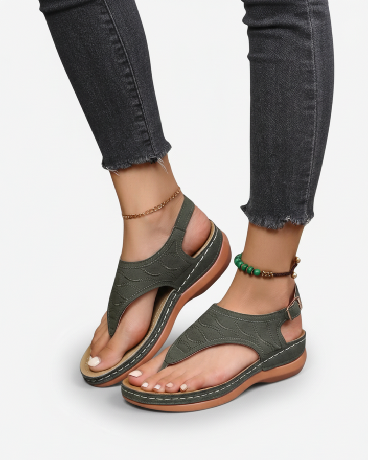 EliseMode Dames Teenslippers Enkelbandjes Zomer in Groen