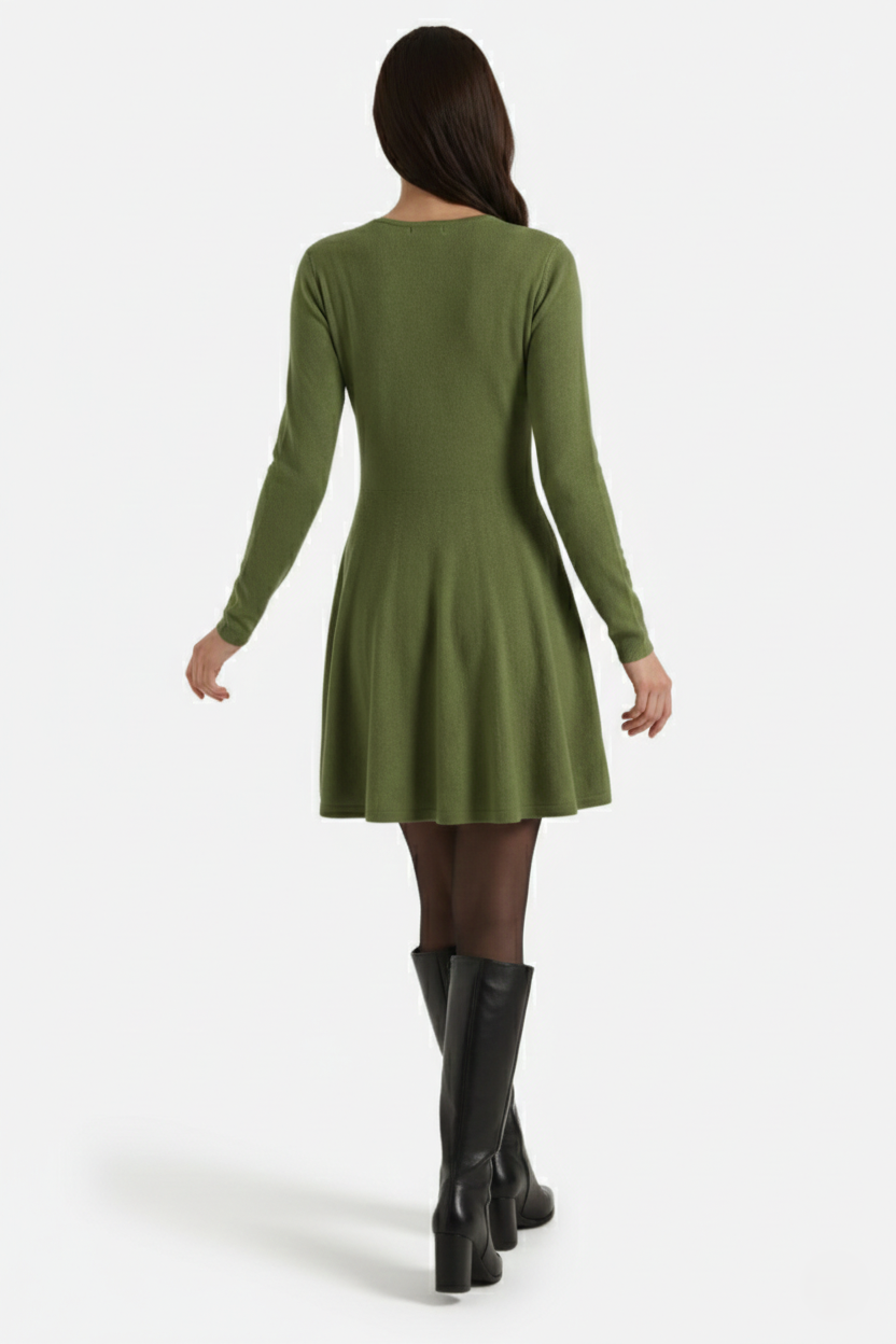 Elise Mode Dames Gebreide Skater Mini Jurk