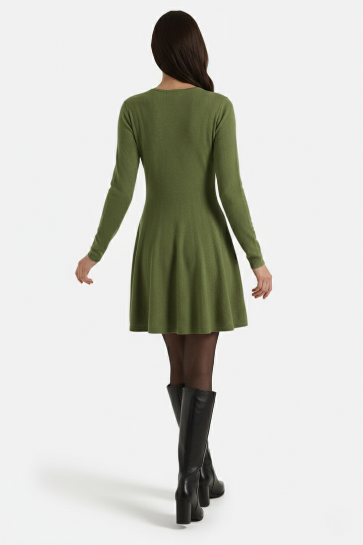 Elise Mode Dames Gebreide Skater Mini Jurk