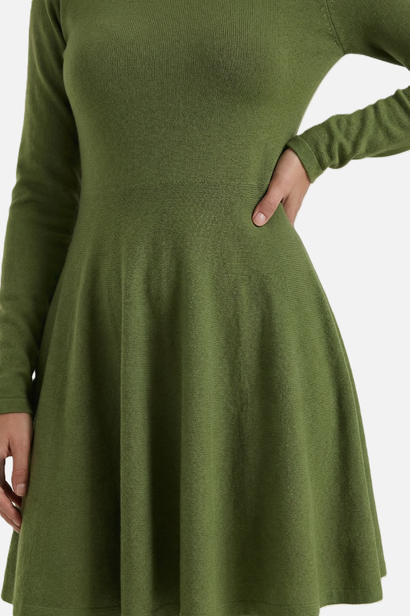 Elise Mode Dames Gebreide Skater Mini Jurk