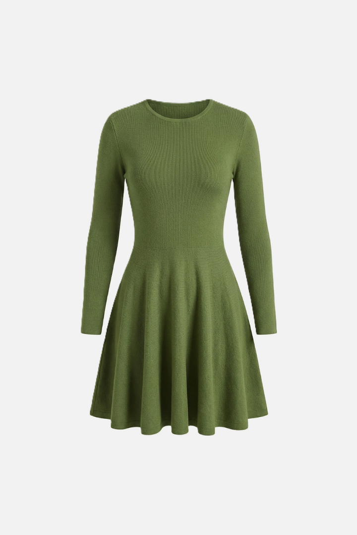 Elise Mode Dames Gebreide Skater Mini Jurk