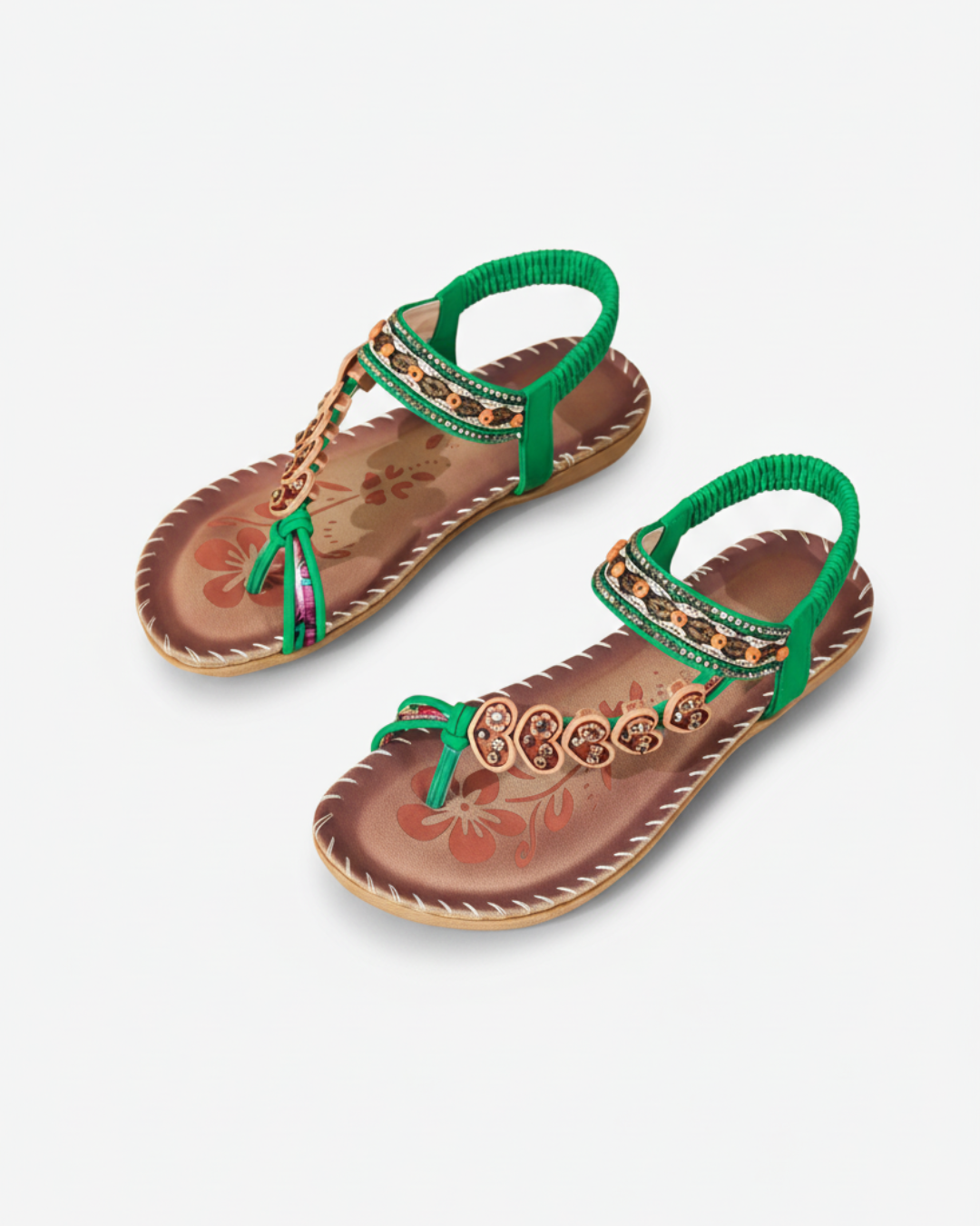 EliseMode Dames Teenslippers Bloem Kralen Enkelbandjes