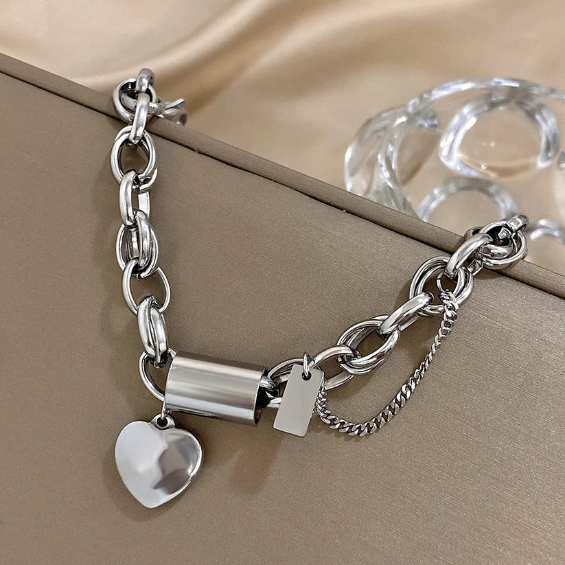 Elise Mode Dames Schakelarmband met Slot en Hartje