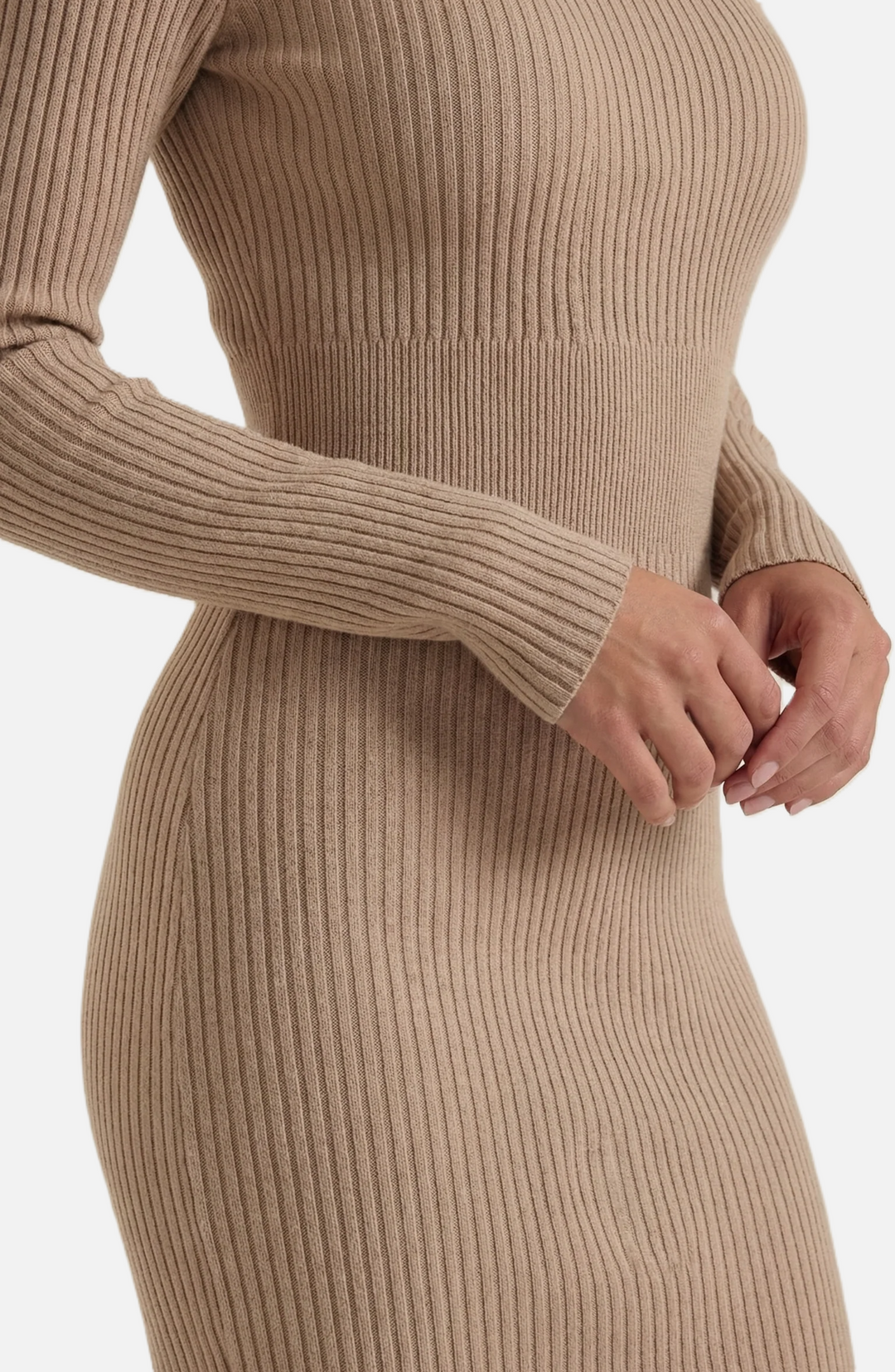 Elise Mode Dames Gebreide Bodycon Midi Jurk