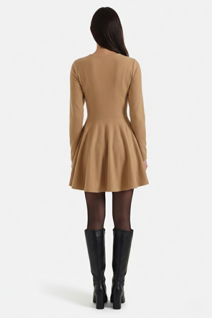 Elise Mode Dames Gebreide Skater Mini Jurk