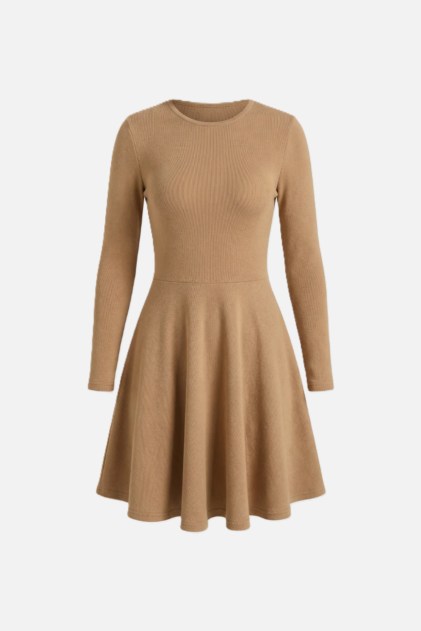 Elise Mode Dames Gebreide Skater Mini Jurk