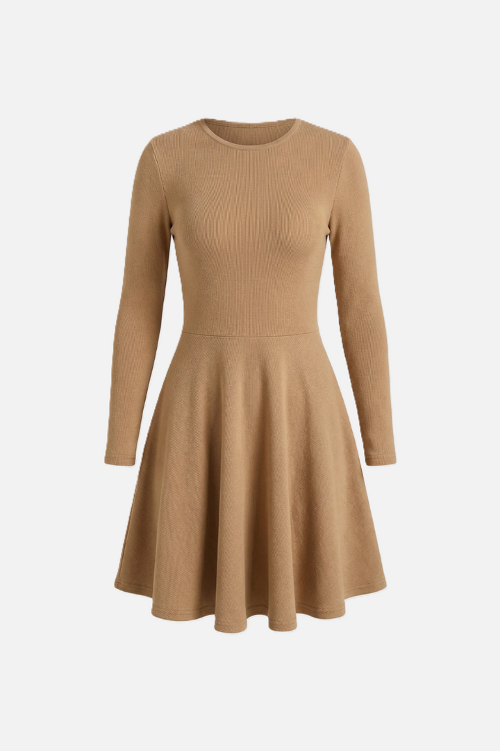 Elise Mode Dames Gebreide Skater Mini Jurk