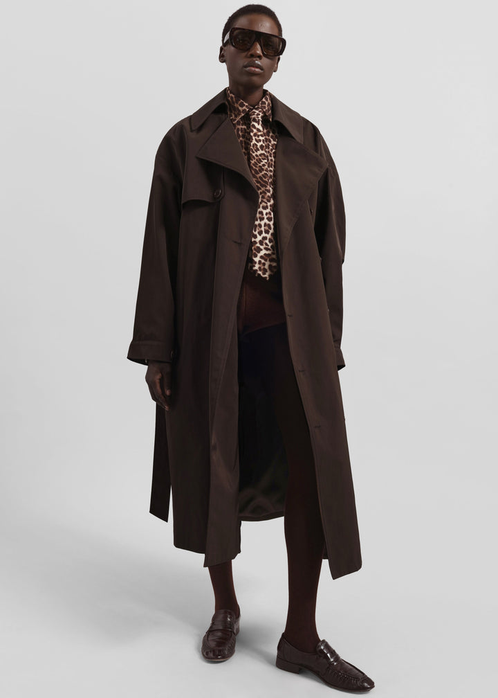 Elise Mode Dames Oversized Trenchcoat met Dubbele Knopenrij in Bruin