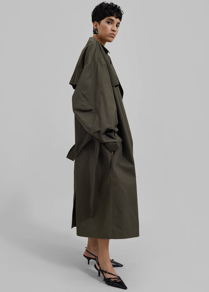 Elise Mode Dames Oversized Trenchcoat met Dubbele Knopenrij