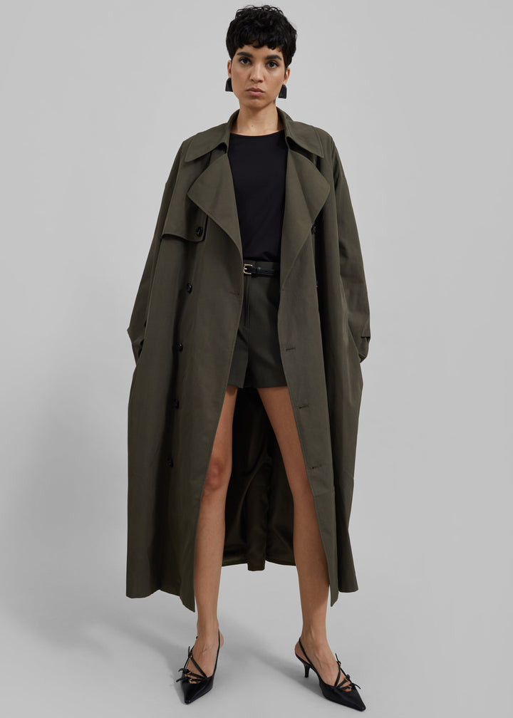Elise Mode Dames Oversized Trenchcoat met Dubbele Knopenrij