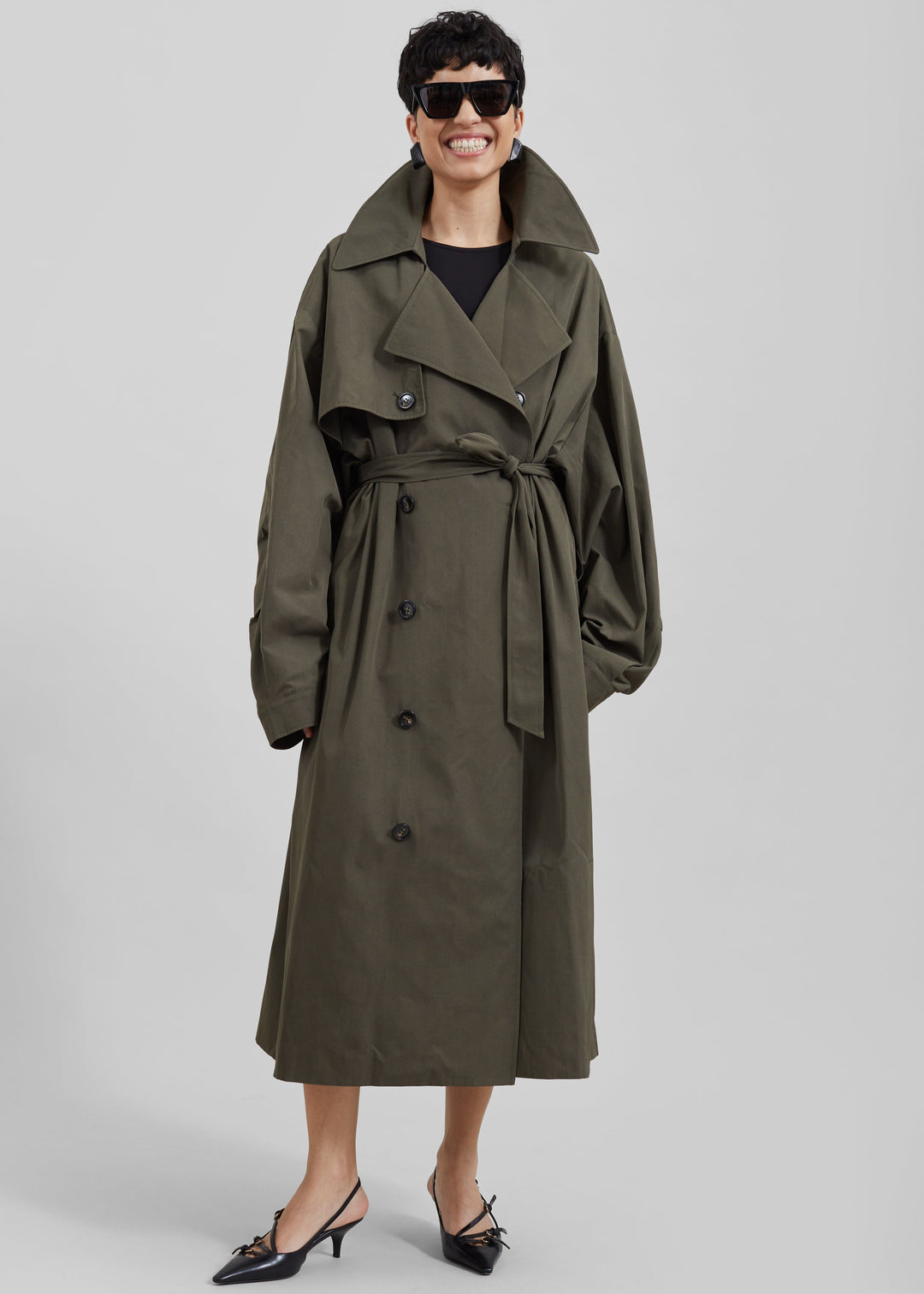 Elise Mode Dames Oversized Trenchcoat met Dubbele Knopenrij