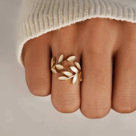 Elise Mode Dames Verstelbare Ring met Opaal Blaadjes