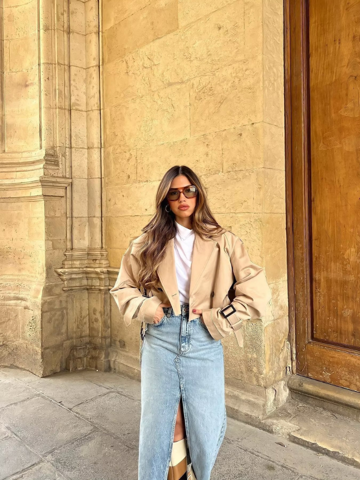 Elise Mode Dames Oversized Korte Trenchcoat