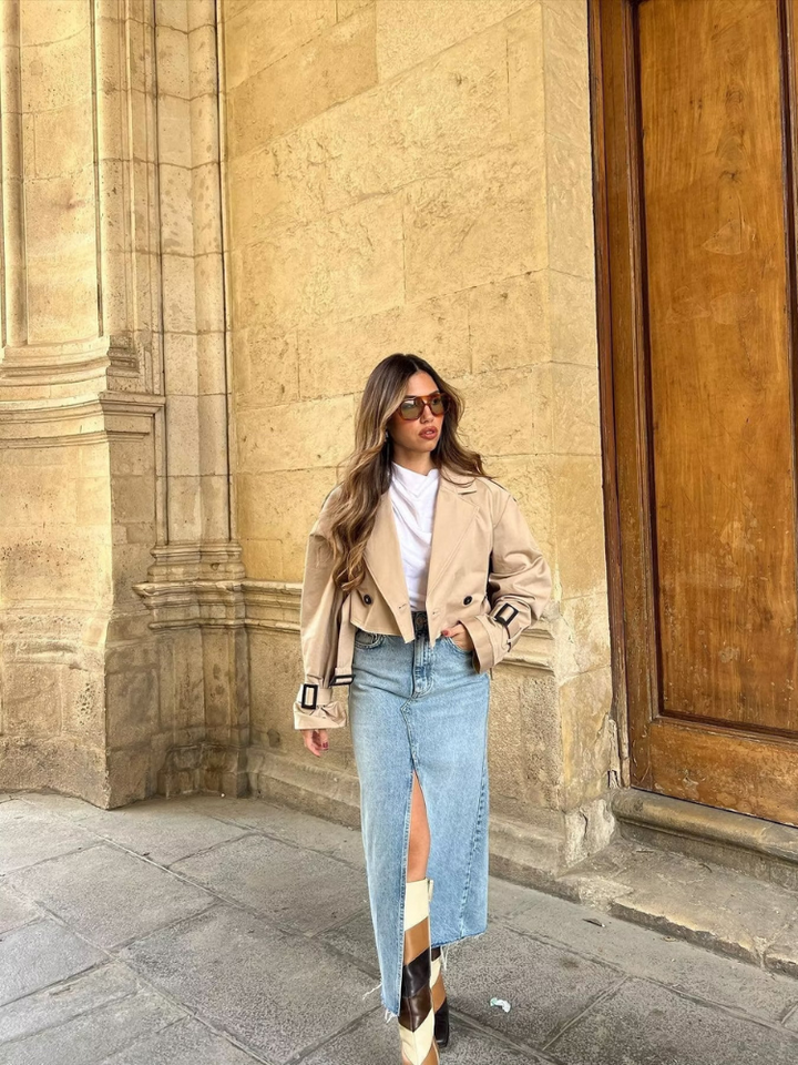 Elise Mode Dames Oversized Korte Trenchcoat