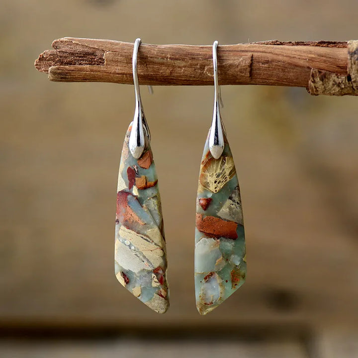 Elise Mode Dames Oorhangers met Natuursteen in Meerkleurig